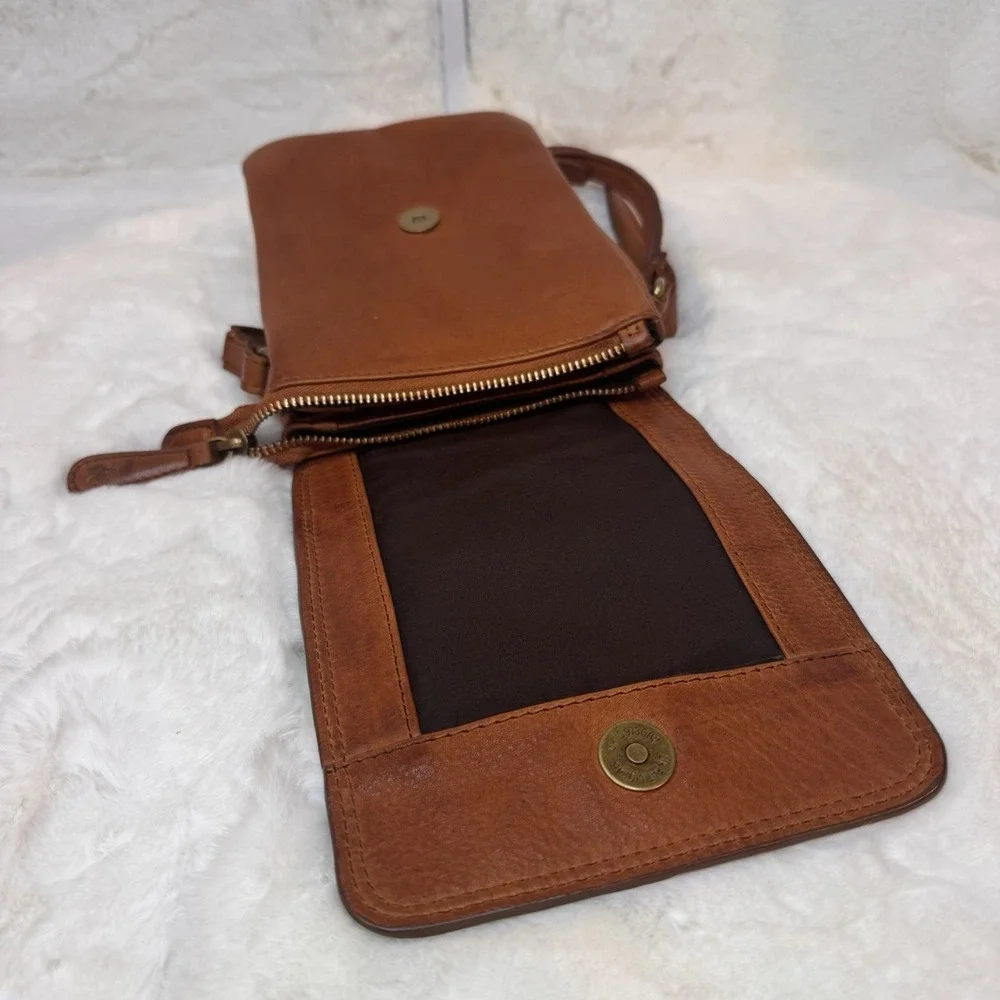 Oak & Tan Super Soft Brown Leather Crossbody Bag Small Phone Purse Wallet